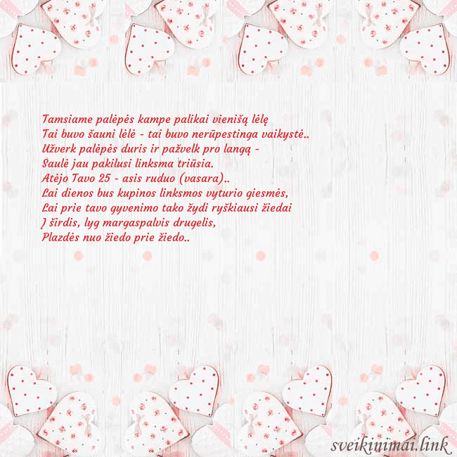 Atvirukas su baltomis širdelėmis