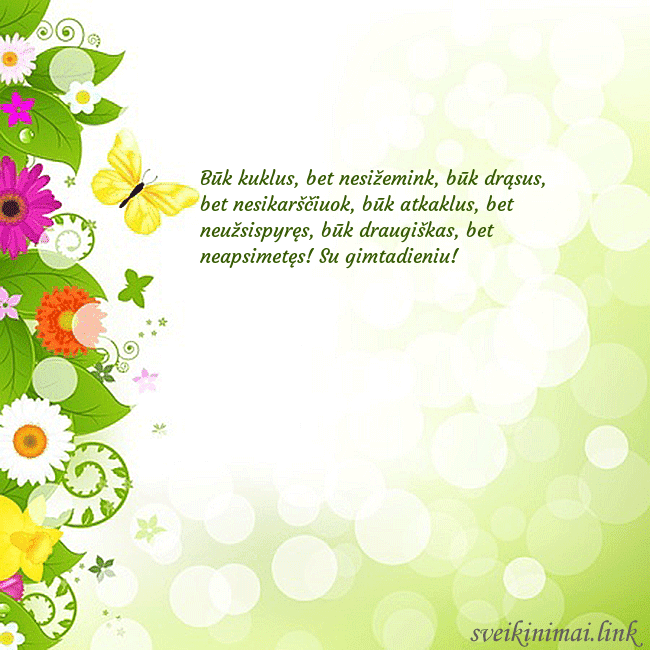 Atvirukas su drugeliais ir gėlėmis