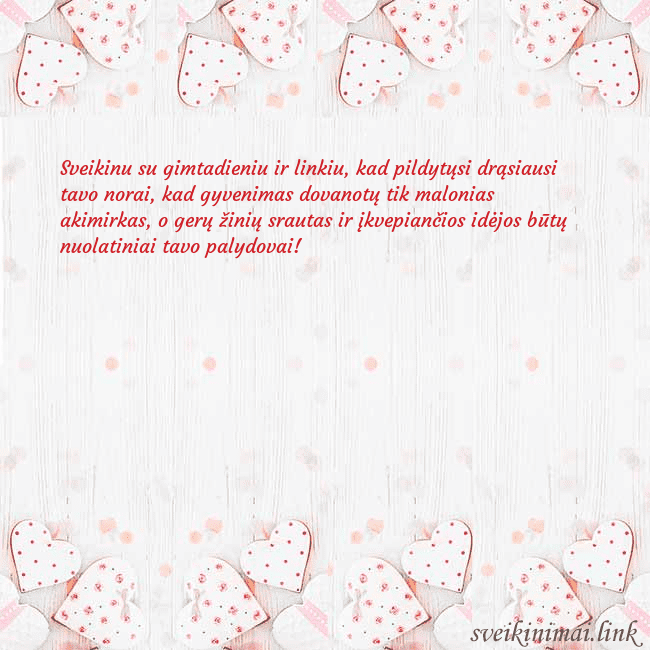 Atvirukas su baltomis širdelėmis