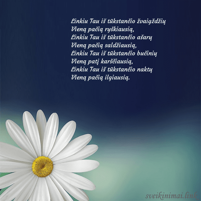 Gimtadienio atvirukas su didele ramune Linkiu Tau iš tūkstančio žvaigždžių
Vieną pačią ry Gimtadienio atvirukas su didele ramune