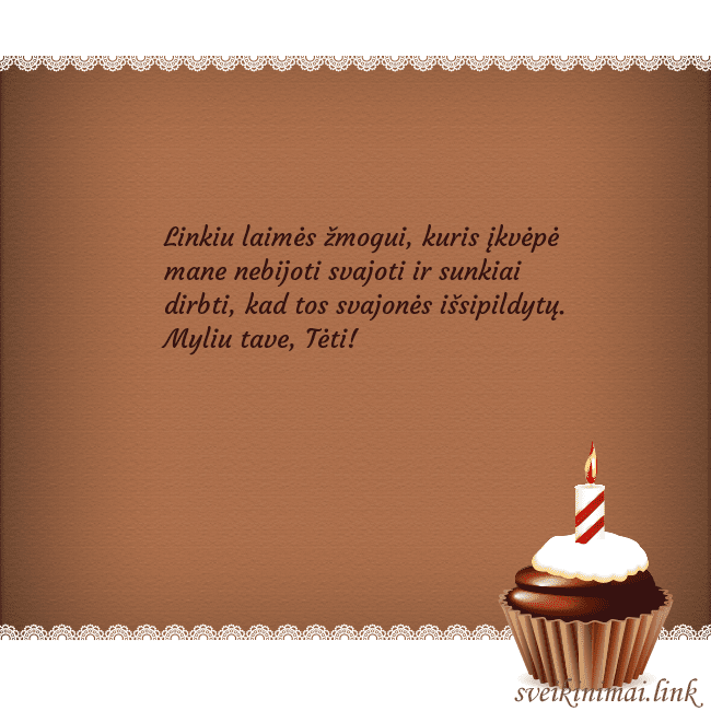 Gimtadienio atvirukas su keksiuku Linkiu laimės žmogui, kuris įkvėpė mane nebijoti s Gimtadienio atvirukas su keksiuku