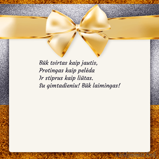 Šventinis atvirukas su auksiniu kaspinu Būk tvirtas kaip jautis,
Protingas kaip pelėda
I Šventinis atvirukas su auksiniu kaspinu