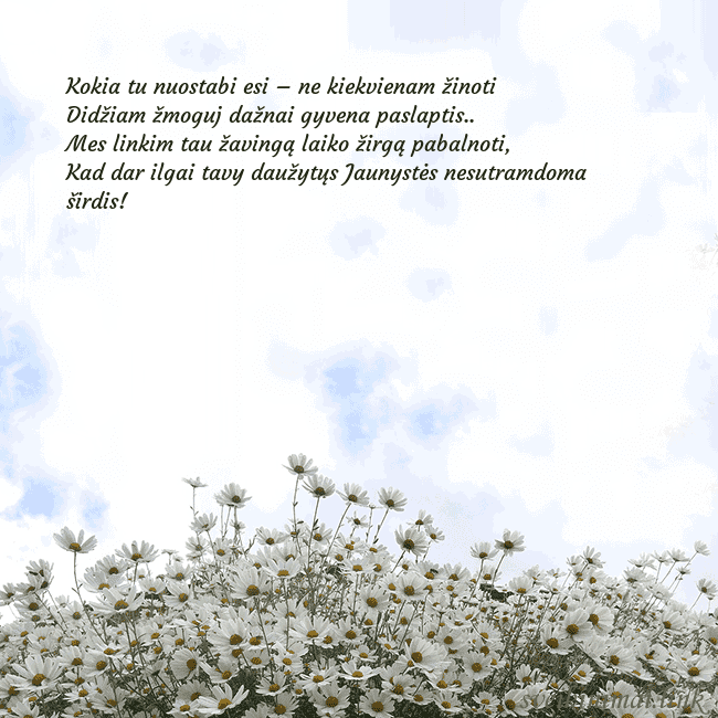 Atvirukas su ramunėmis Kokia tu nuostabi esi – ne kiekvienam žinoti
Didži Atvirukas su ramunėmis