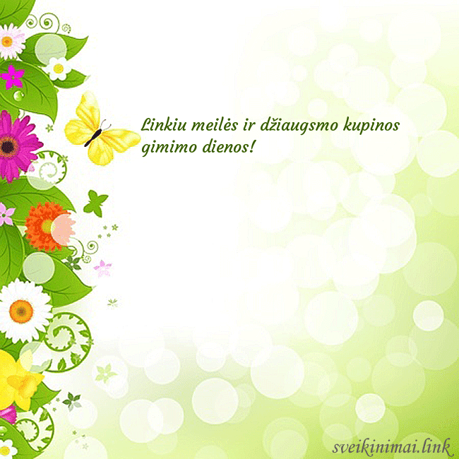 Atvirukas su drugeliais ir gėlėmis