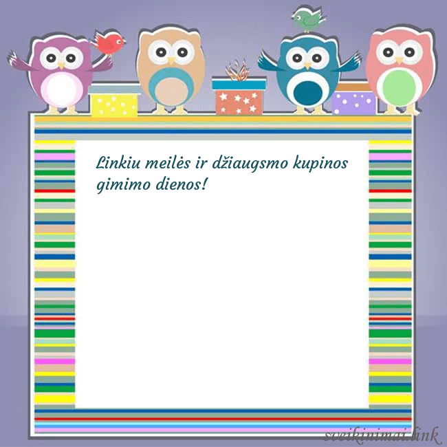 Gimtadienio atvirukas su pelėdžiukais