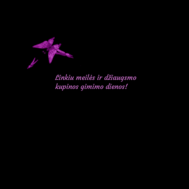 Gimtadienio atvirukas su skraidančiais drugeliais