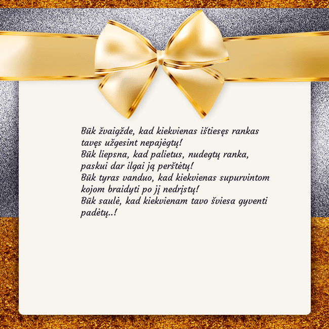 Šventinis atvirukas su auksiniu kaspinu