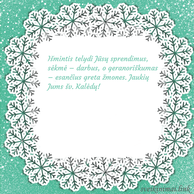 Naujametinis atvirukas snaigių ratas