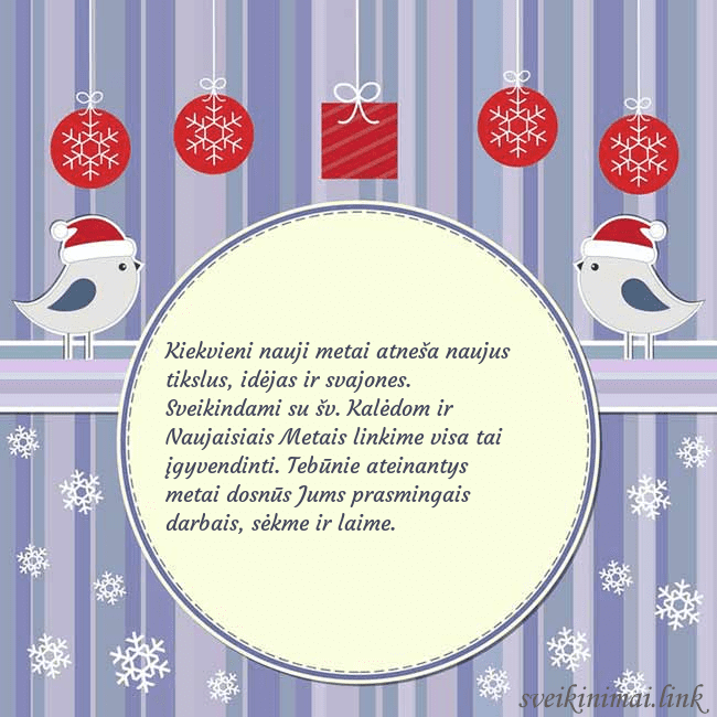 Atvirukas su kalėdiniais paukšteliais