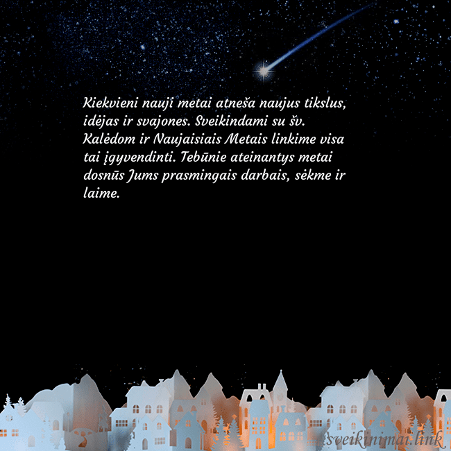 Atvirukas su meteoritu Kiekvieni nauji metai atneša naujus tikslus, idėja Atvirukas su meteoritu