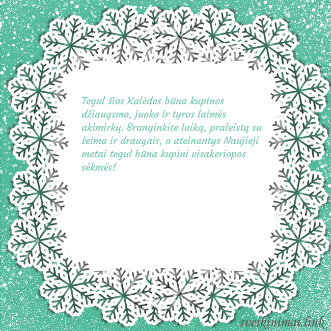 Naujametinis atvirukas snaigių ratas