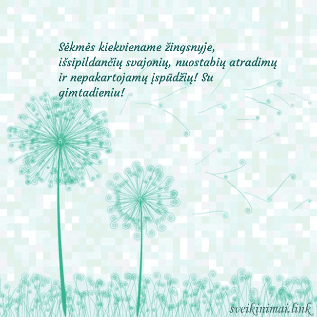 Atvirukas su pienės pūkais