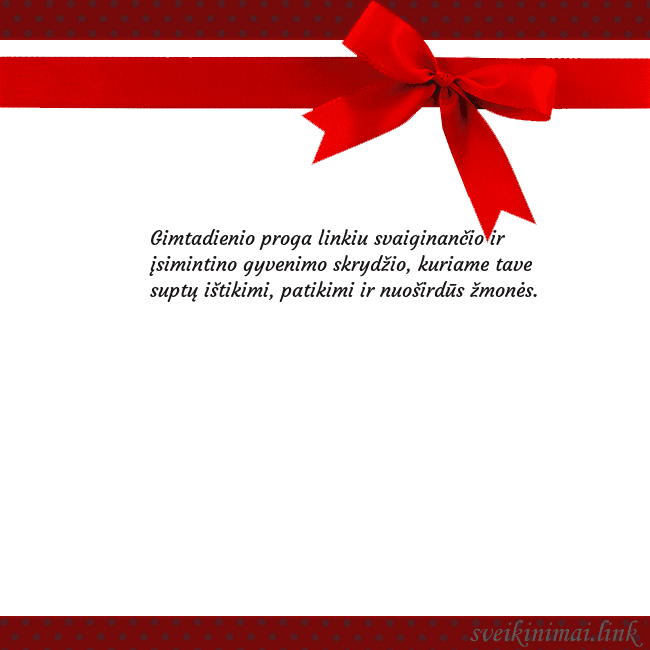 Sveikinimo atvirukas su raudonu kaspinėliu