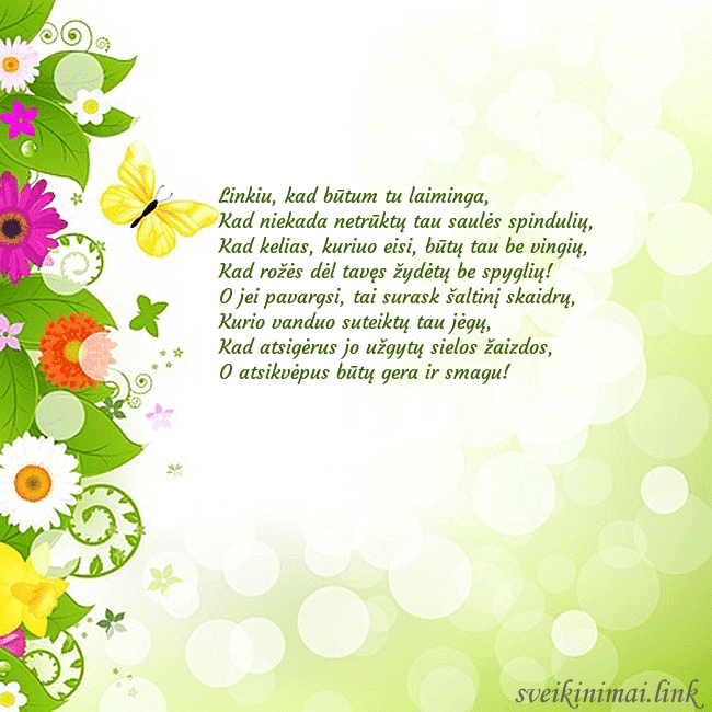 Atvirukas su drugeliais ir gėlėmis