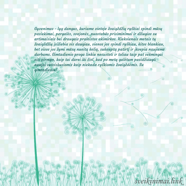 Atvirukas su pienės pūkais