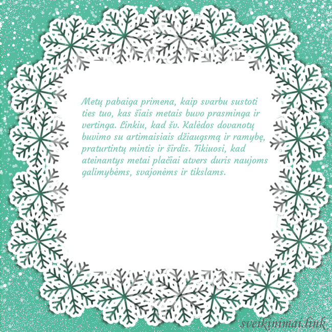 Naujametinis atvirukas snaigių ratas