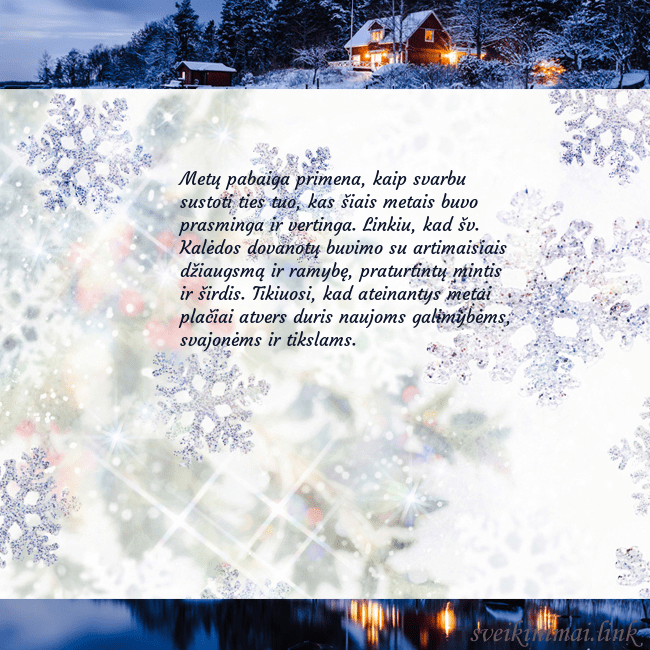 Atvirukas su kalėdinėmis snaigėmis