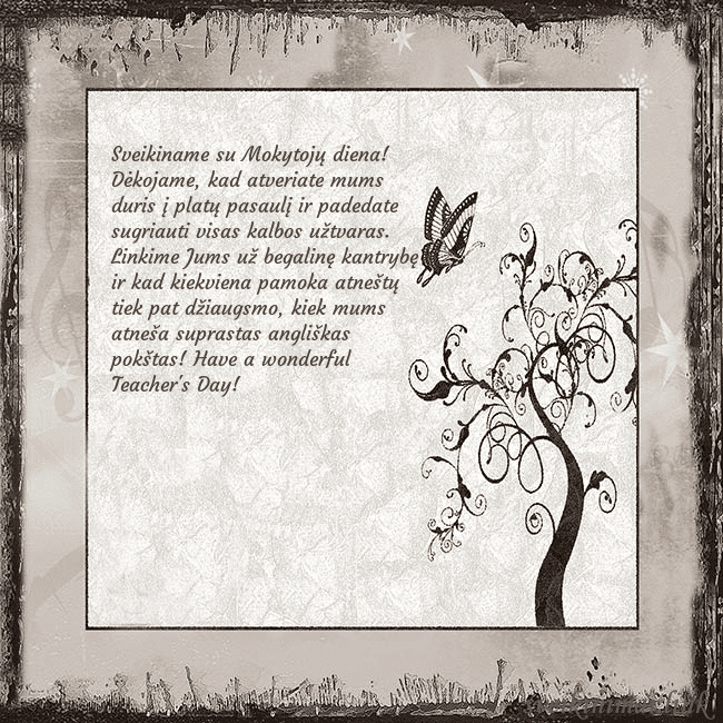 Nostalgiškas atvirukas Sveikiname su Mokytojų diena! Dėkojame, kad atveri Nostalgiškas atvirukas