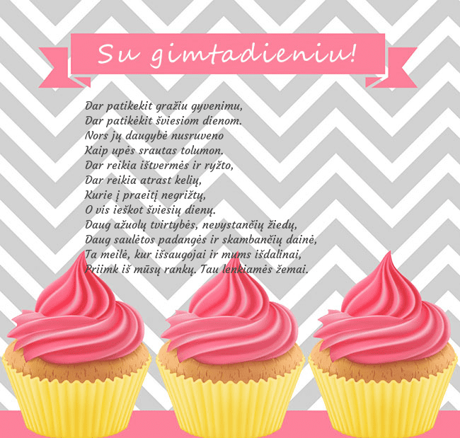 Gimtadienio atvirukas su trim keksiukais