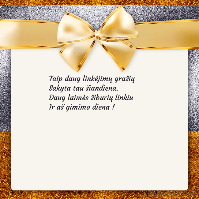 Šventinis atvirukas su auksiniu kaspinu