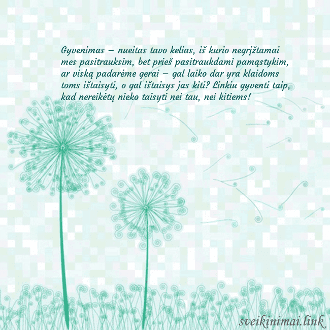 Atvirukas su pienės pūkais