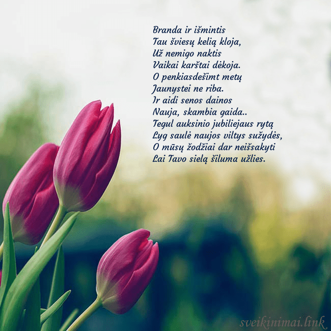 Atvirukas su trim raudonomis tulpėmis