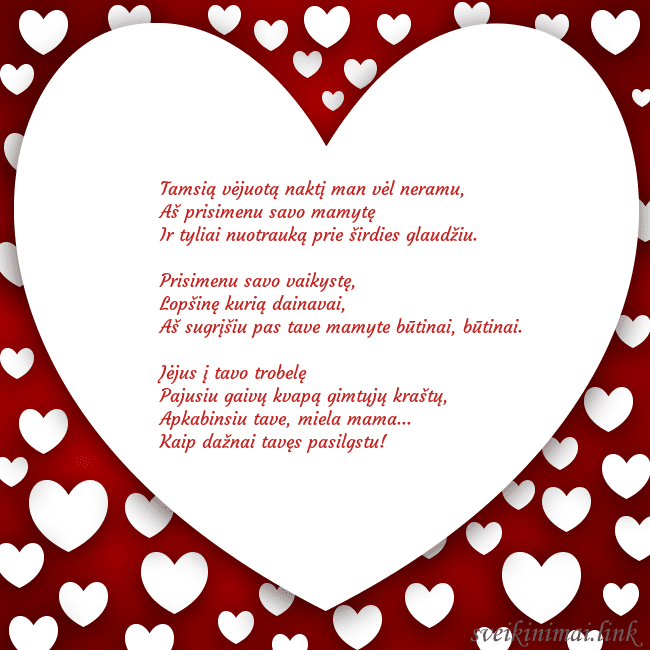 Atvirukas su didele širdimi ir daug mažesnių širdelių aplink ją