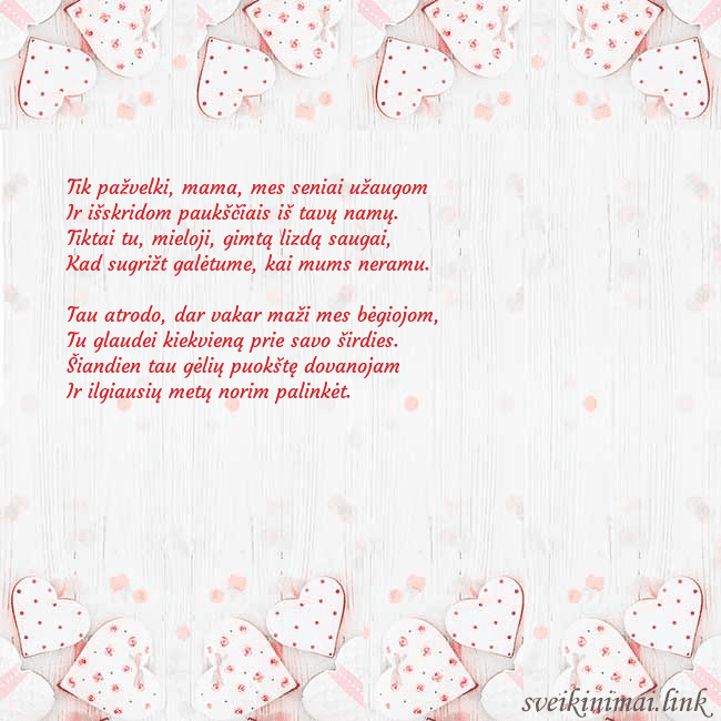 Atvirukas su baltomis širdelėmis