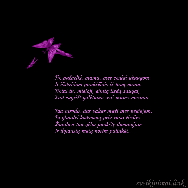 Gimtadienio atvirukas su skraidančiais drugeliais