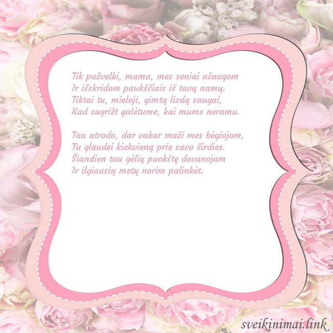 Gimtadienio atvirukas - rožinis rėmelis