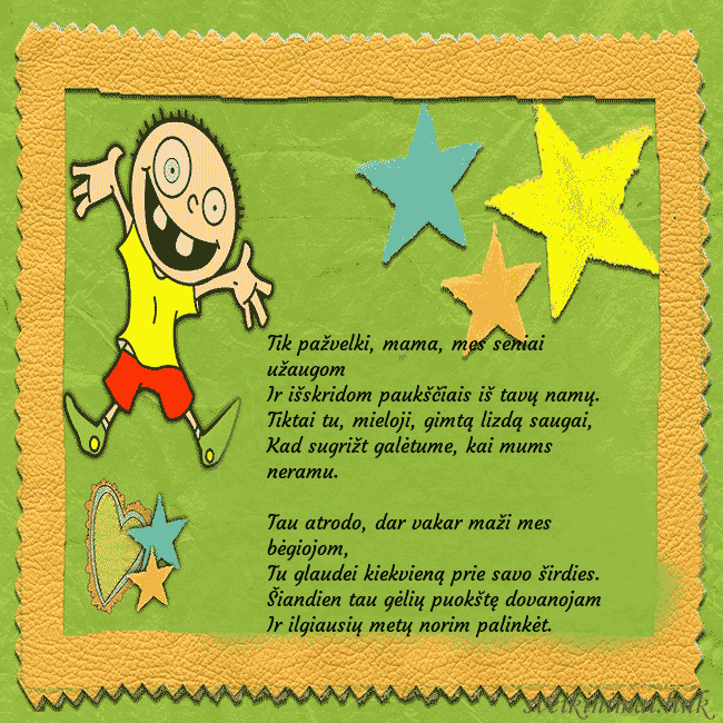 Smagus atvirukas su karpiniais ir juokingu berniuku