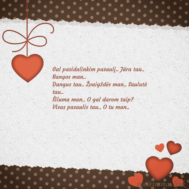 Atvirukas su širdelėmis Gal pasidalinkim pasaulį.. Jūra tau.. Bangos man.. Atvirukas su širdelėmis