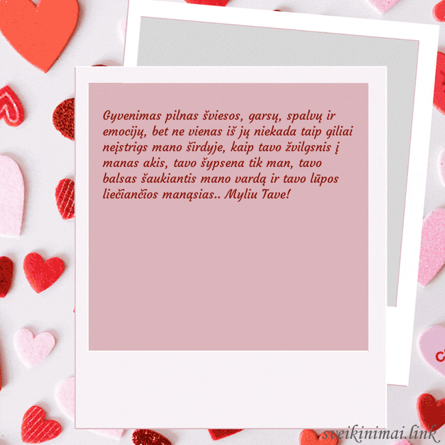 Valentino dienos animuotas atvirukas Gyvenimas pilnas šviesos, garsų, spalvų ir emocijų Valentino dienos animuotas atvirukas