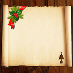 Kalėdiniai atvirukai el. paštu Kalėdinis atvirukas ant medžio ir pergamento