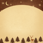 Naujametiniai atvirukai el. paštu Rudas kalėdinis atvirukas su eglutėmis ir mėnuliu