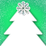 Kalėdiniai atvirukai el. paštu Naujametinis atvirukas su balta eglute žaliame fone