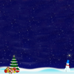 Kalėdiniai atvirukai el. paštu Atvirukas su sniego seniu, eglute ir dovanomis